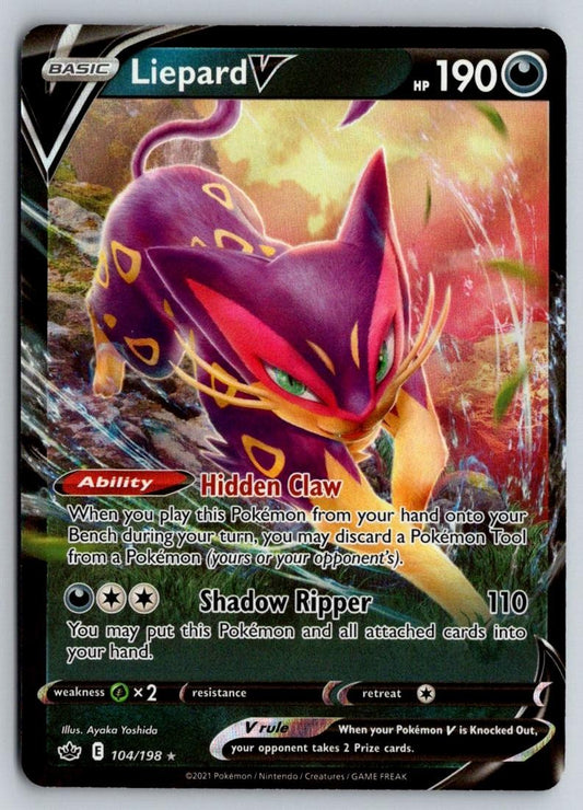 Liepard V 104/198 Holo V Rare Chilling Reign Pokemon Near Mint