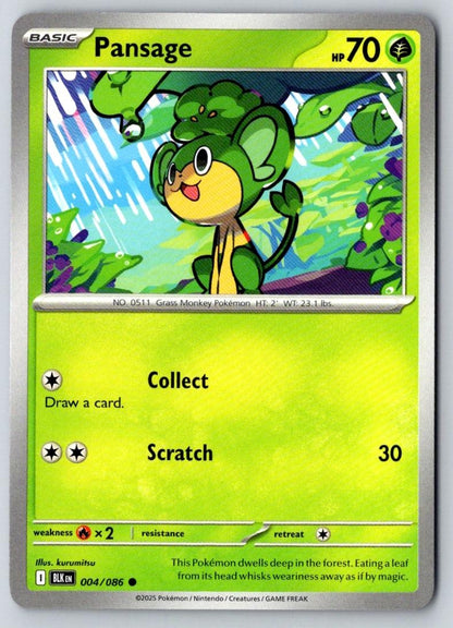 Pansage 004/086 Common Black Bolt Pokemon Near Mint