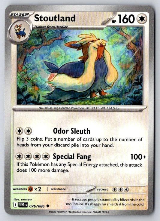 Stoutland 076/086 Uncommon White Flare Pokemon Near Mint