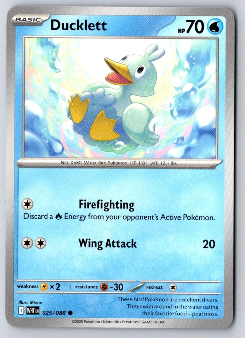 Ducklett 025/086 Common White Flare Pokemon Near Mint