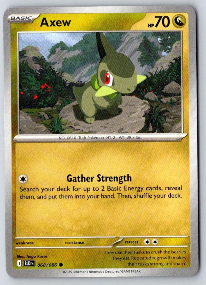 Axew 068/086 Common Black Bolt Pokemon Near Mint