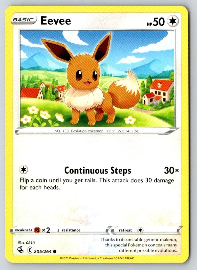 Eevee 205/264 Common Fusion Strike Pokemon Near Mint