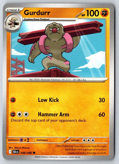 Gurdurr 048/086 Common Black Bolt Pokemon Near Mint