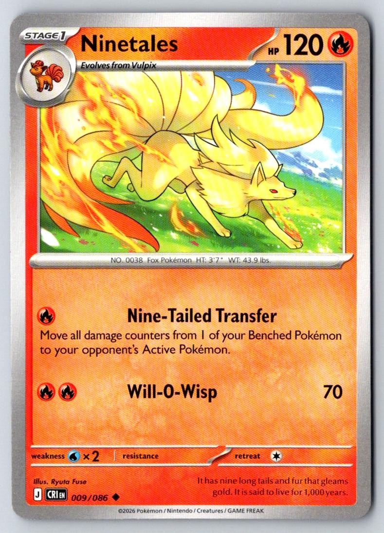 Ninetales 009/086 Uncommon Chaos Rising Pokemon Near Mint
