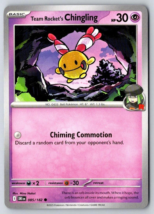 Team Rocket's Chingling 085/182 Common Destined Rivals Pokemon Near Mint