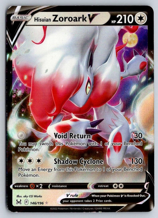 Hisuian Zoroark V 146/196 Holo V Rare Lost Origin Pokemon Holo Near Mint