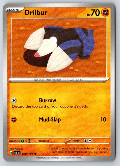 Drilbur 108/191 Common Surging Sparks Pokemon Near Mint