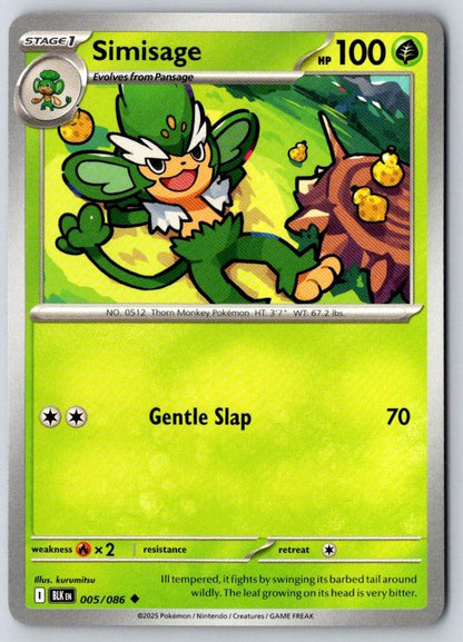 Simisage 005/086 Uncommon Black Bolt Pokemon Near Mint