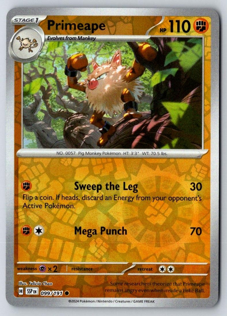 Primeape 099/191 Common Surging Sparks Pokemon Near Mint