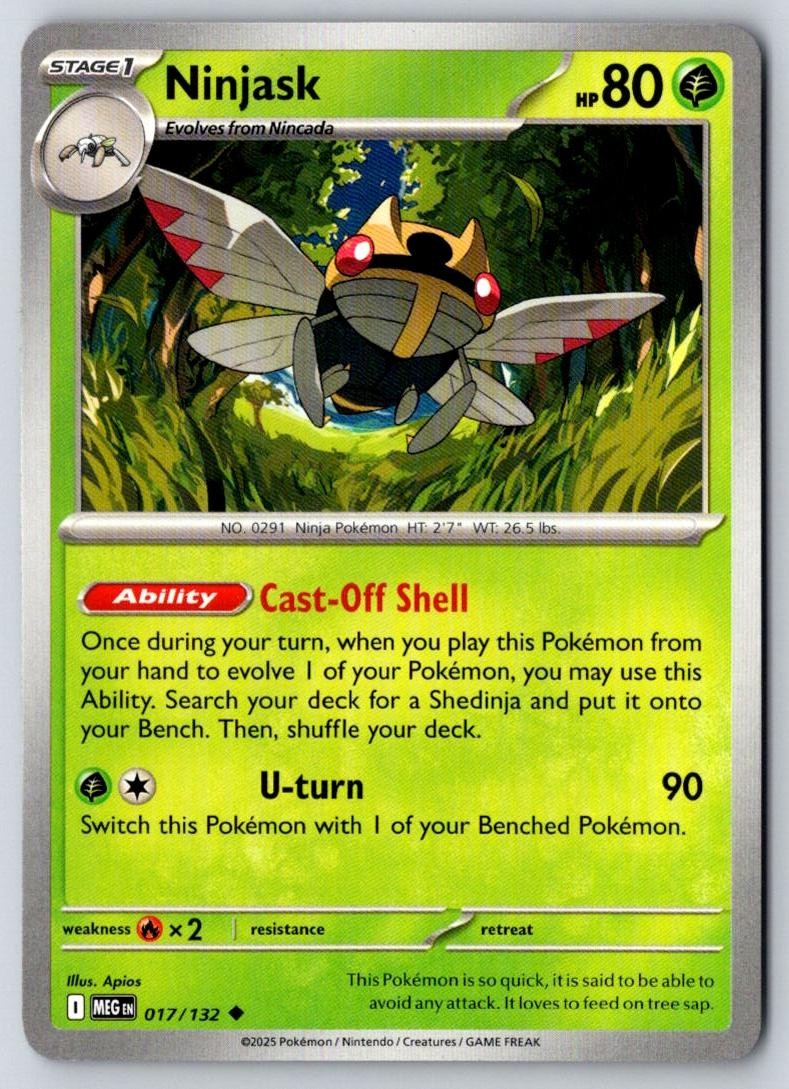 Ninjask 017/132 Uncommon Mega Evolution Pokemon Near Mint