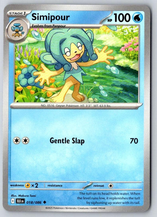 Simipour 018/086 Uncommon Black Bolt Pokemon Near Mint