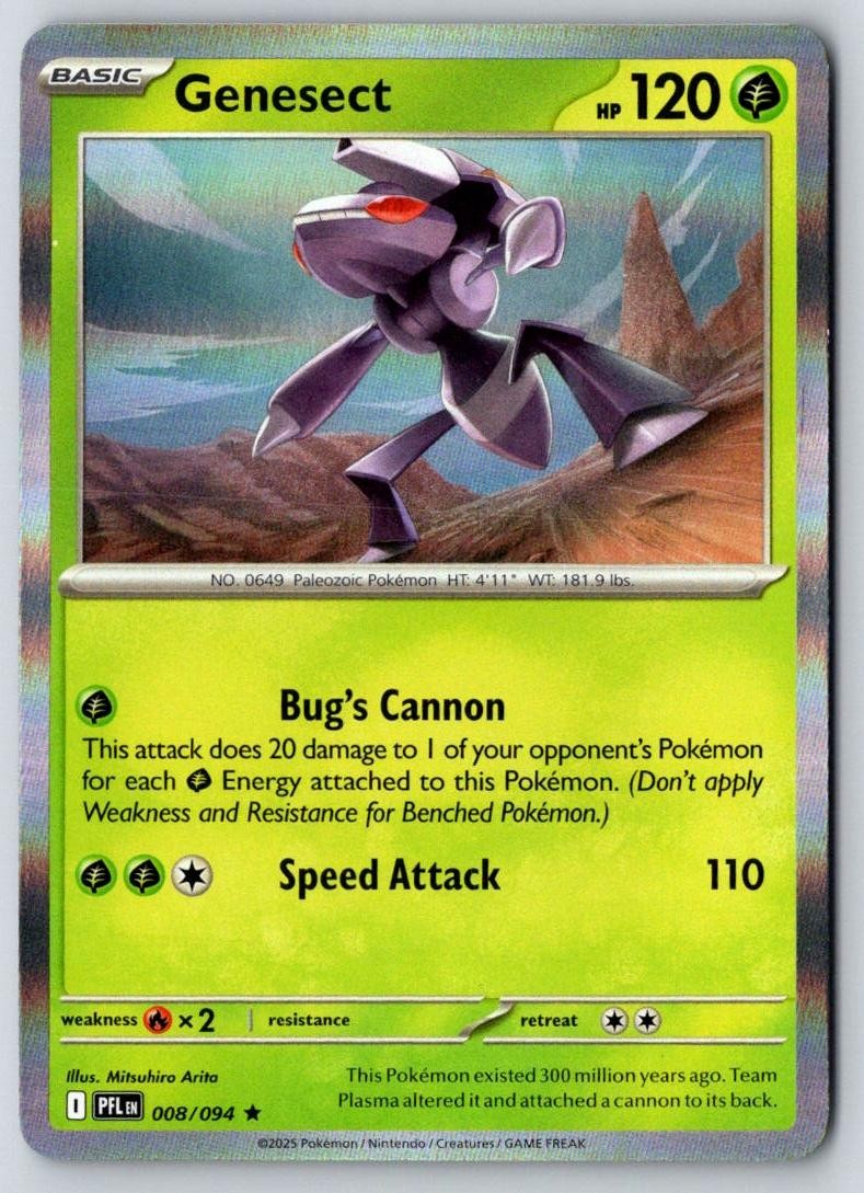 Genesect 008/094 Rare Phantasmal Flames Pokemon Holo Near Mint