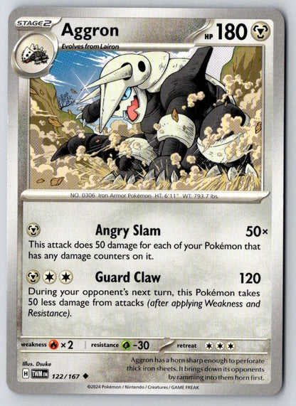 Aggron 122/167 Uncommon Twilight Masquerade Pokemon Near Mint