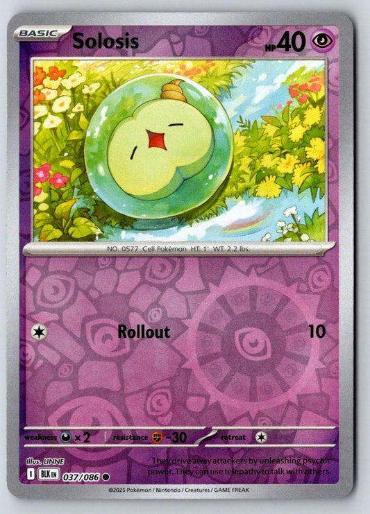 Solosis 037/086 Common Black Bolt Pokemon Reverse Holo Near Mint