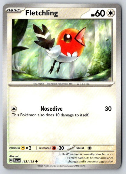 Fletchling 163/193 Common Paldea Evolved Pokemon Near Mint