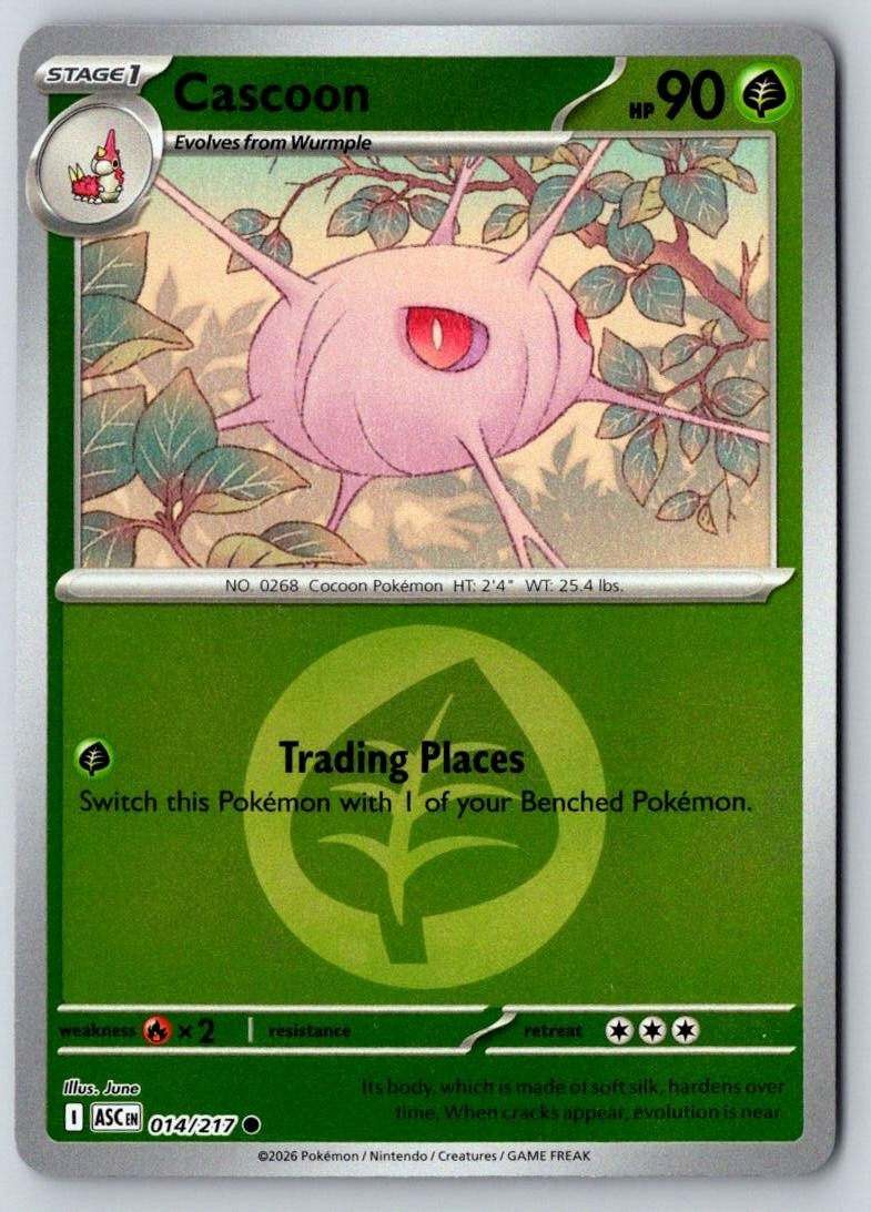 Cascoon (Energy Symbol Pattern) 014/217 Ascended Heroes Pokemon Reverse Holo NM