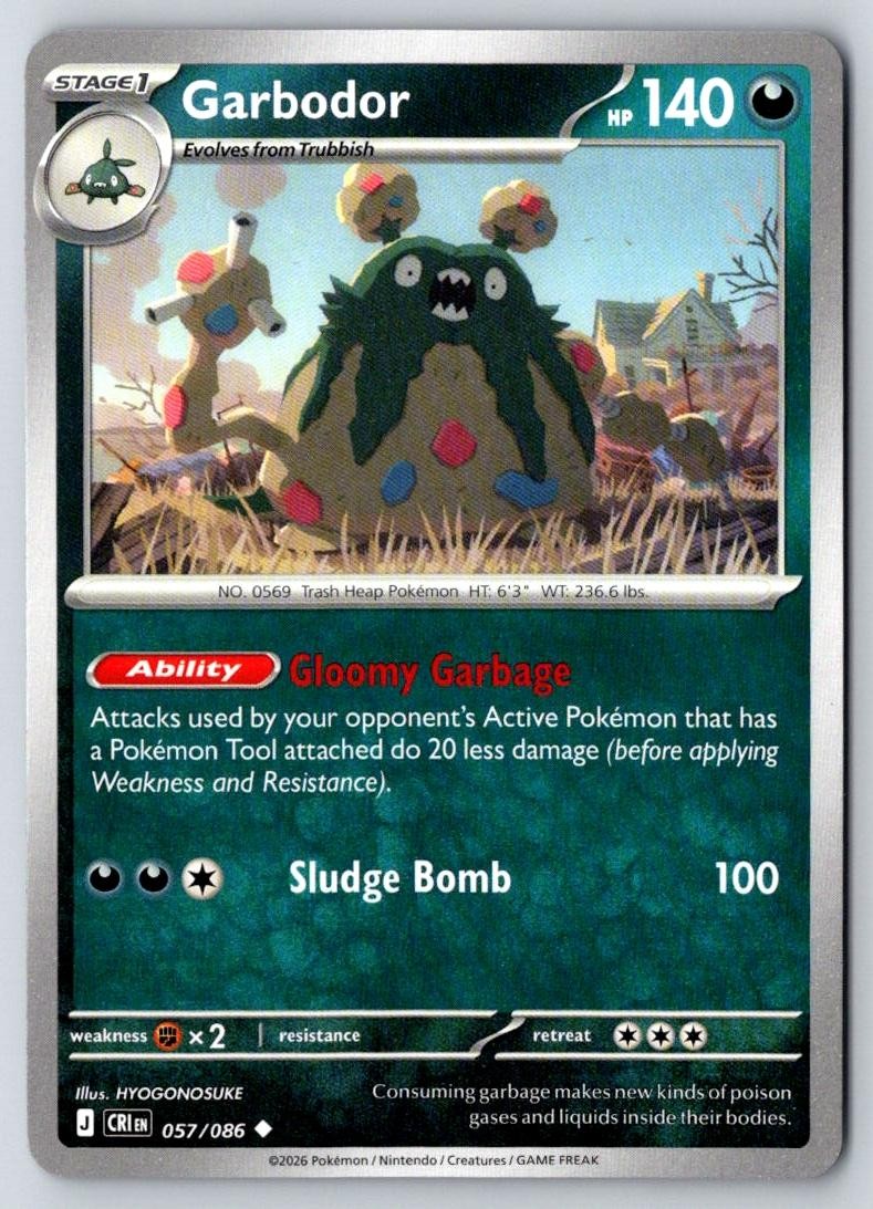 Garbodor 057/086 Uncommon Chaos Rising Pokemon Near Mint