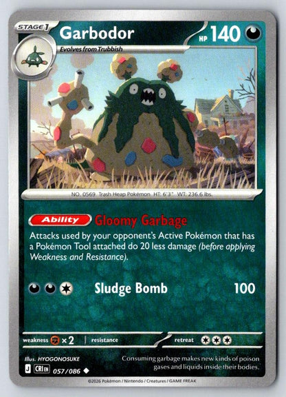 Garbodor 057/086 Uncommon Chaos Rising Pokemon Near Mint