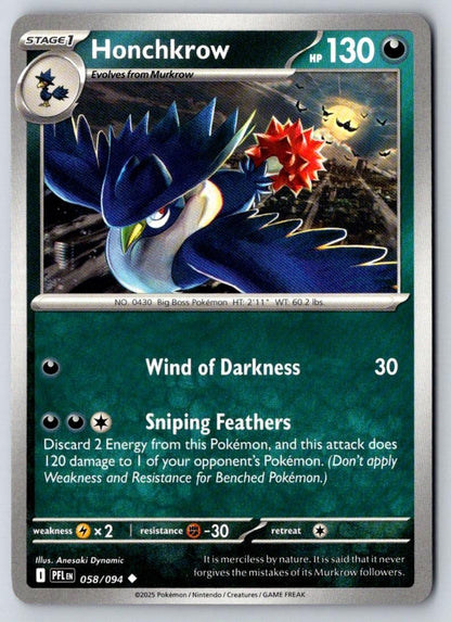 Honchkrow 058/094 Uncommon Phantasmal Flames Pokemon Near Mint