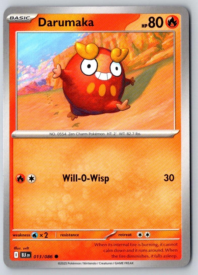 Darumaka 013/086 Common Black Bolt Pokemon Near Mint