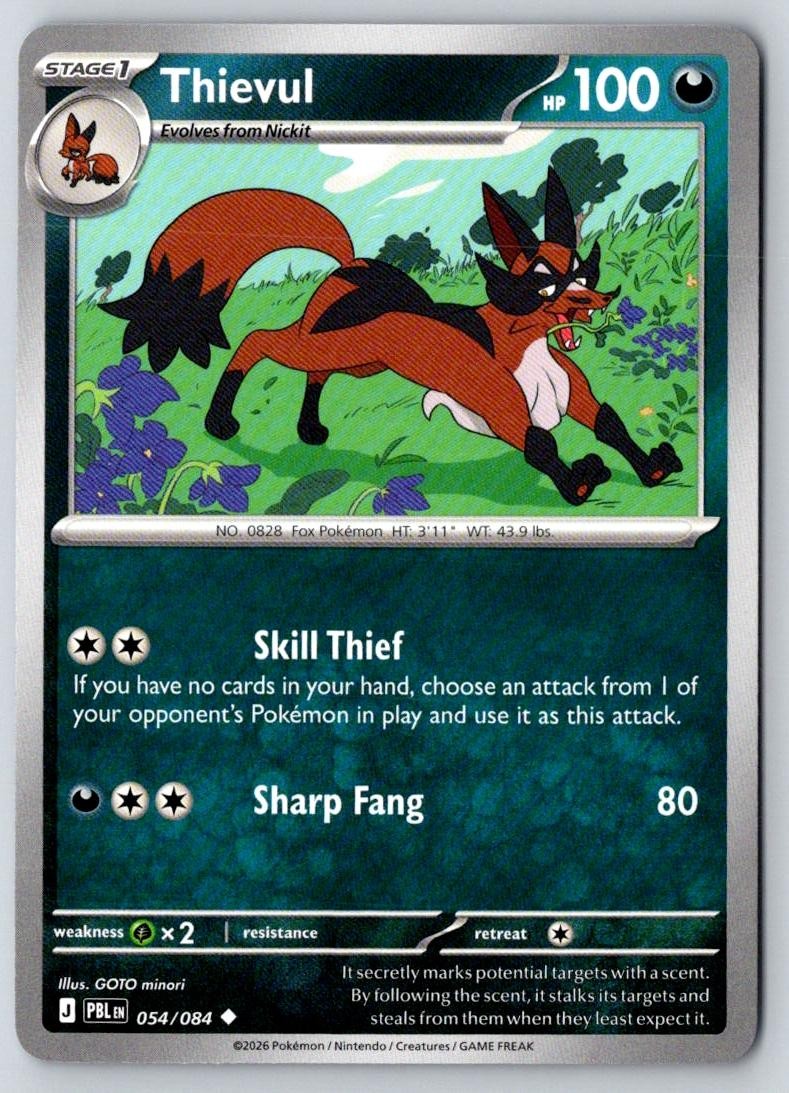 Thievul 054/084 Uncommon Pitch Black Pokemon Near Mint