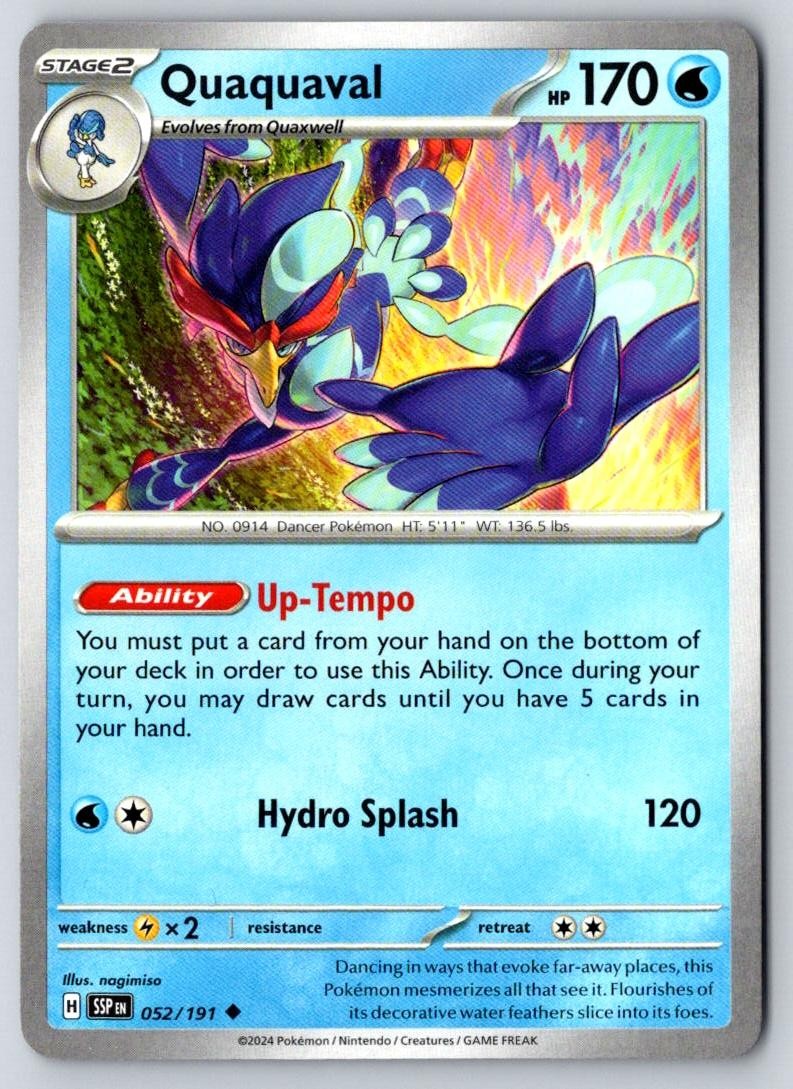 Quaquaval 052/191 Uncommon Surging Sparks Pokemon Near Mint
