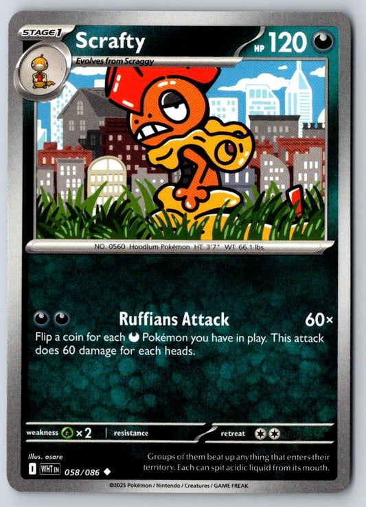 Scrafty 058/086 Uncommon White Flare Pokemon Near Mint