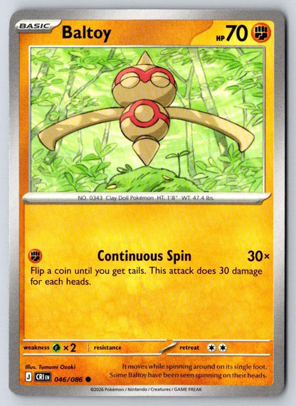 Baltoy 046/086 Common Chaos Rising Pokemon Near Mint