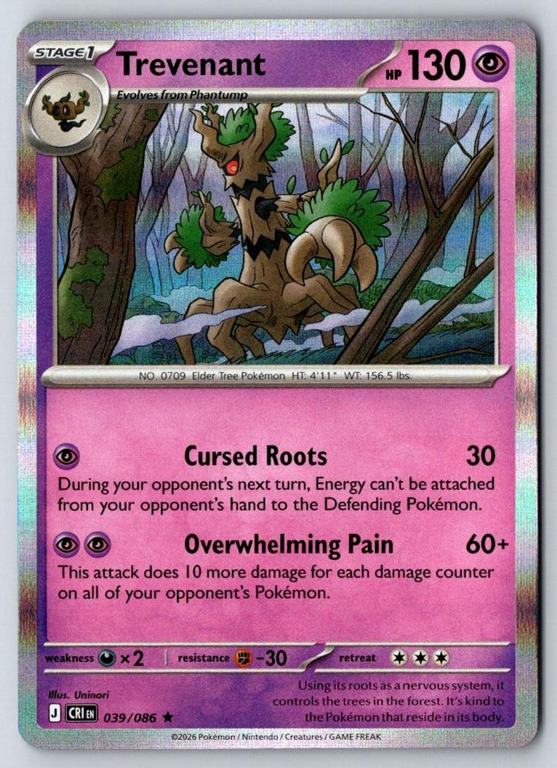 Trevenant 039/086 Holo Rare Chaos Rising Pokemon Near Mint