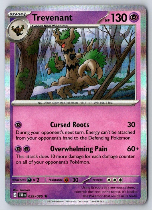 Trevenant 039/086 Holo Rare Chaos Rising Pokemon Near Mint