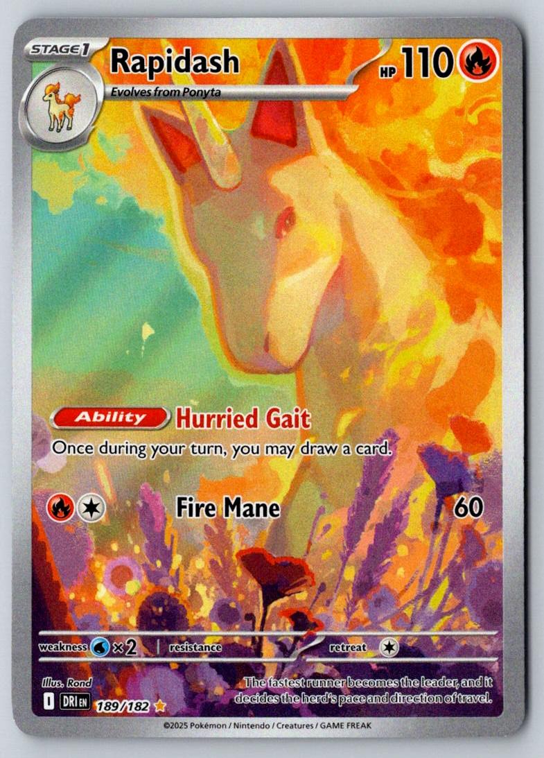 Rapidash 189/182 Illustration Rare Destined Rivals Pokemon Holo Near Mint