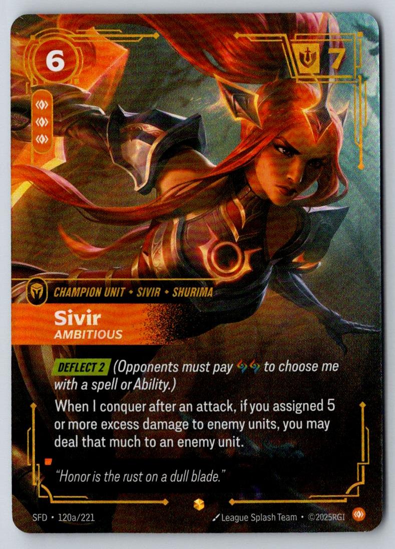 Sivir - Ambitious (Alternate Art) 120A/221 Spiritforged Riftbound Foil NM
