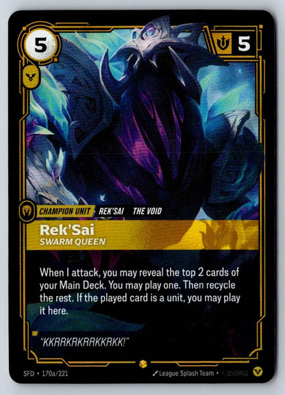 Rek'Sai - Swarm Queen (Alternate Art) 170A/221 Spiritforged Riftbound Foil NM