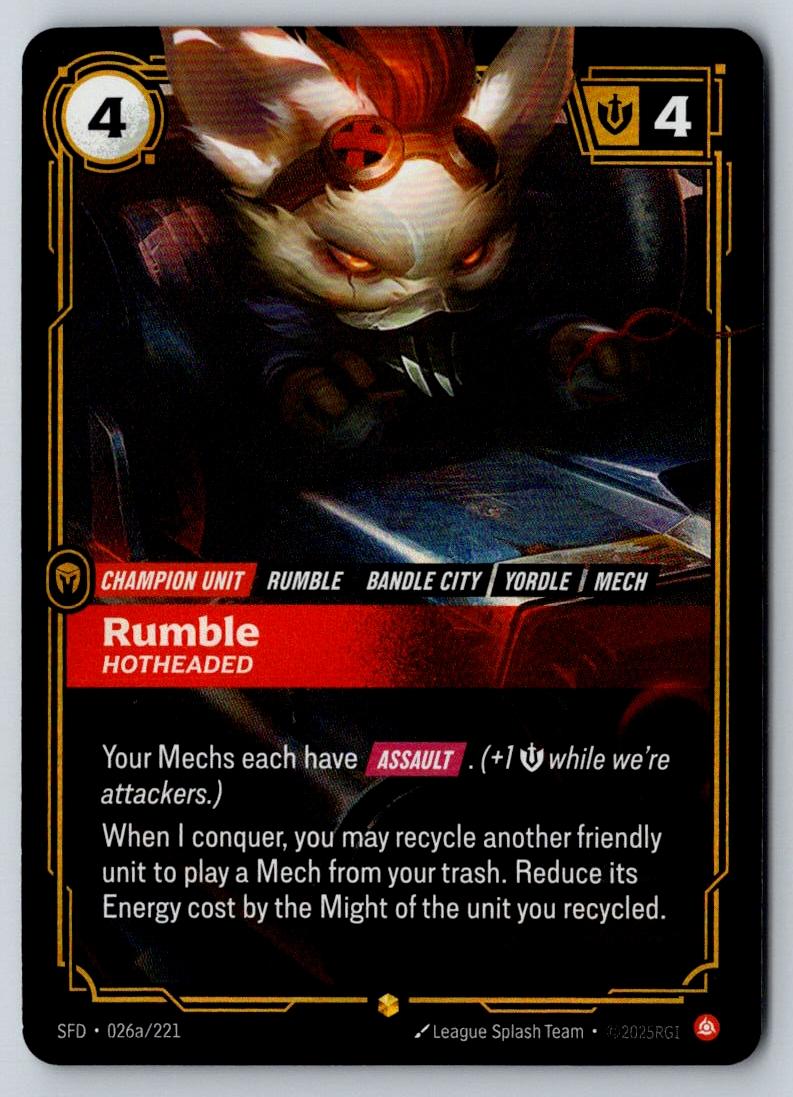 Rumble - Hotheaded (Alternate Art) 026A/221 Spiritforged Riftbound Foil NM