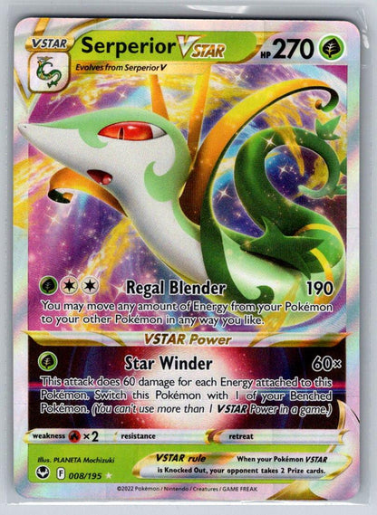 Serperior VSTAR 008/195 Holo VSTAR Rare Silver Tempest Pokemon