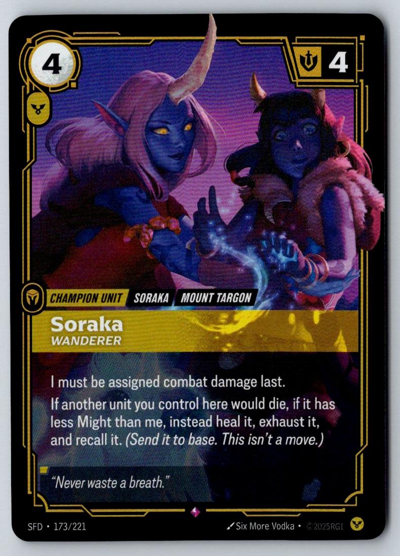 Soraka - Wanderer 173/221 Rare Spiritforged Riftbound Foil Near Mint
