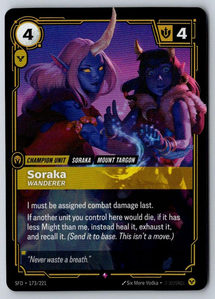 Soraka - Wanderer 173/221 Rare Spiritforged Riftbound Foil Near Mint