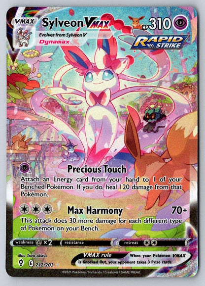 Sylveon VMAX 212/203 Rainbow Rare Evolving Skies Pokemon Holo Near Mint
