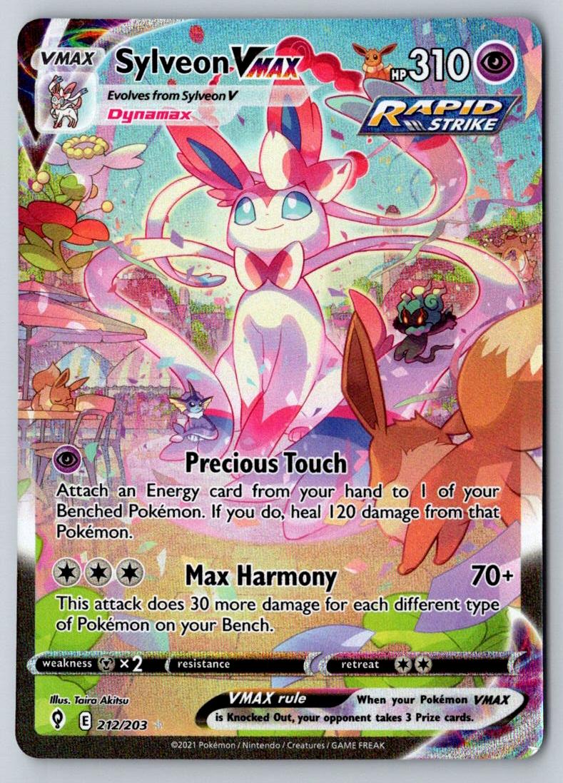 Sylveon VMAX 212/203 Rainbow Rare Evolving Skies Pokemon Holo Near Mint