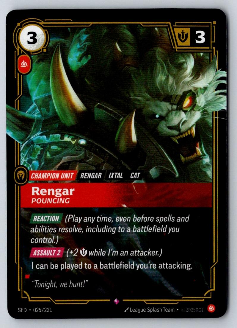 Rengar - Pouncing 025/221 Rare Spiritforged Riftbound Foil Near Mint