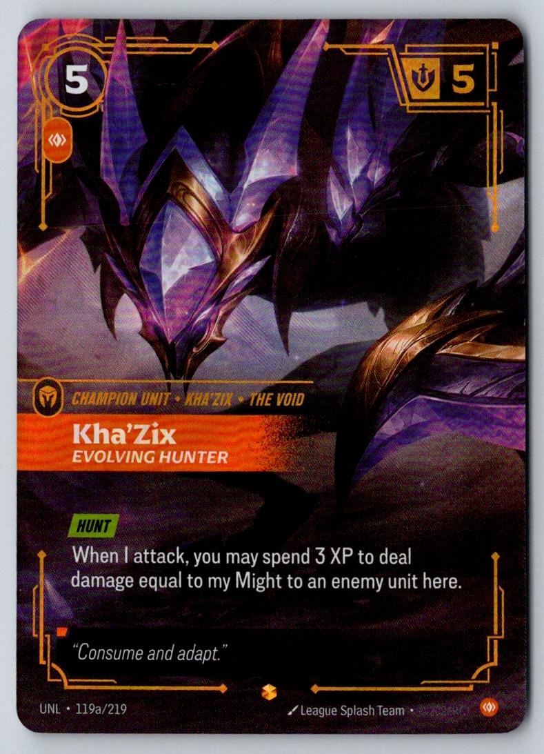 Kha'Zix - Evolving Hunter (Alternate Art) 119A/219 Unleashed Riftbound Foil NM