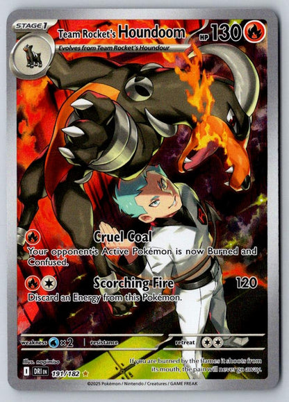 Team Rocket's Houndoom 191/182 Illustration Rare Destined Rivals Pokemon Holo NM