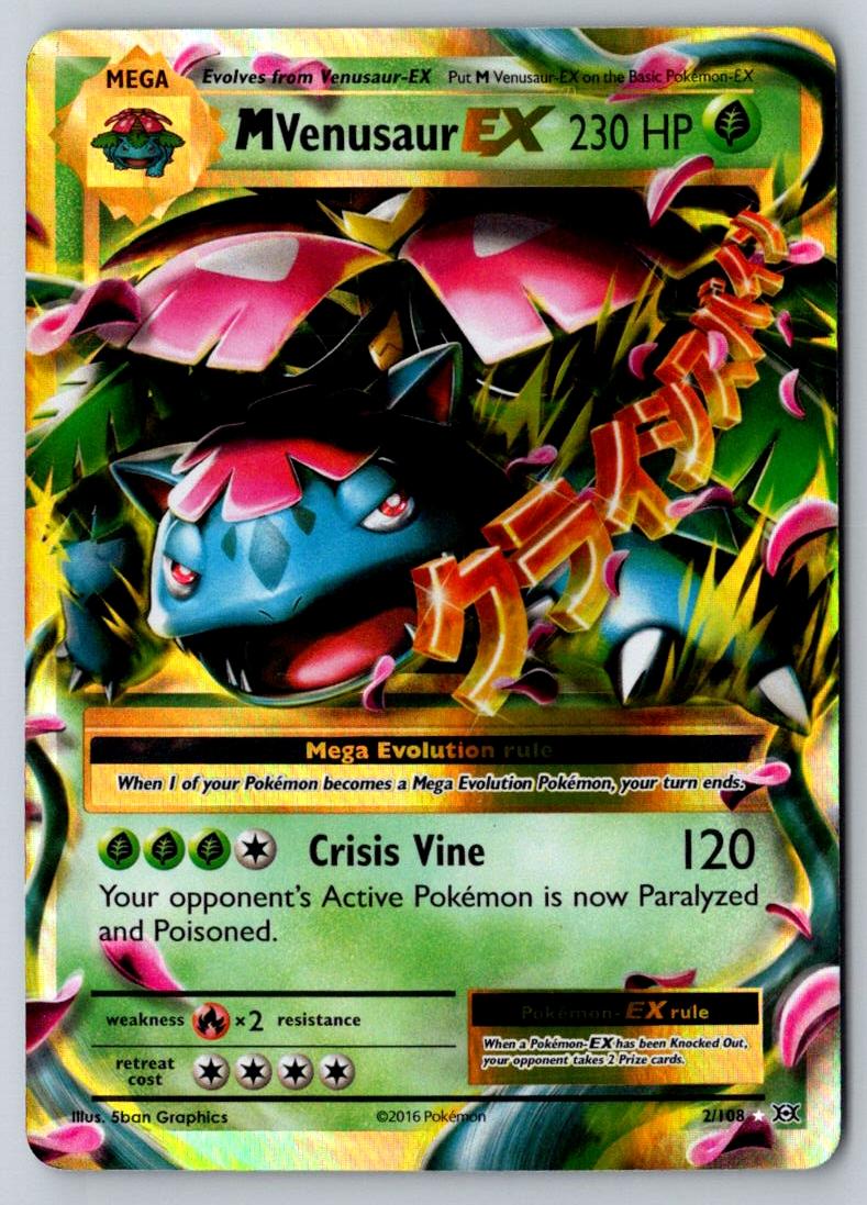 M Venusaur EX 2/108 Holo EX Rare Evolutions Pokemon Holo Near Mint