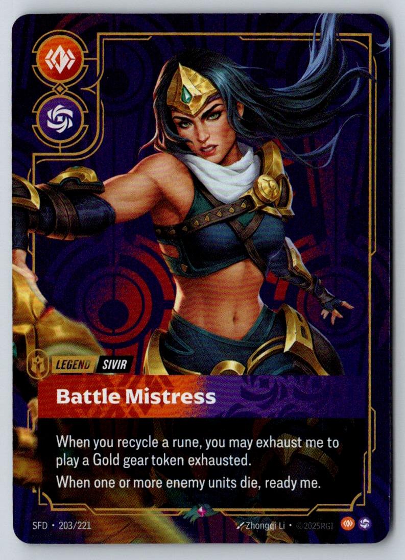 Sivir - Battle Mistress 203/221 Rare Spiritforged Riftbound Foil Near Mint