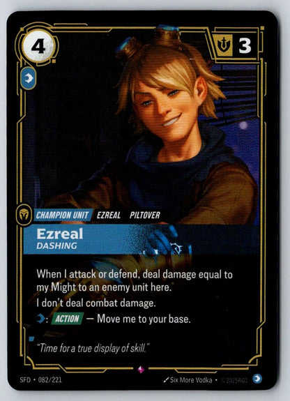 Ezreal - Dashing 082/221 Rare Spiritforged Riftbound Foil Near Mint
